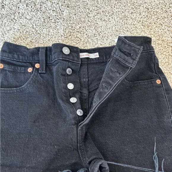 Levi’s Ribcage Short Black Buttonfly Sz 26 - Picture 4 of 5